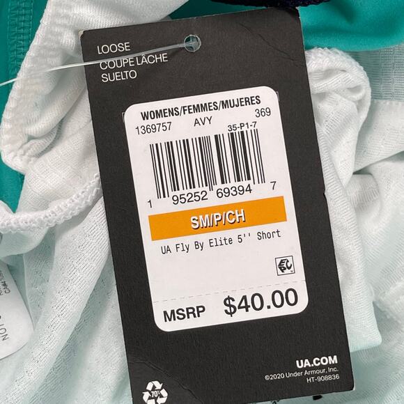 Under Armour Shorts Women Small Turquoise Fly By Elite 5" Attached Brief 1369757 - Picture 14 of 16